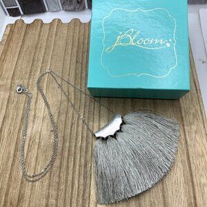 JBloom Niagra Gray Tassel Silver Tone Chain Necklace with Box
